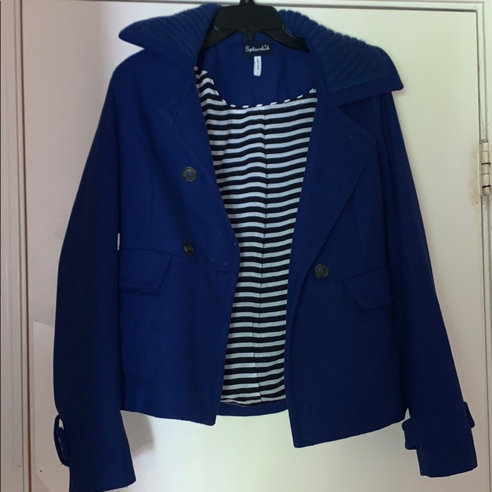 Splendid Cobalt Blue Wool Blazer Jacket Small S